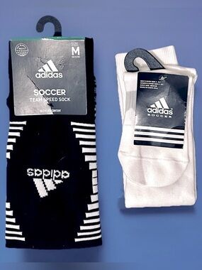 ADIDAS LOT OF 2 Soccer Socks 1~Team Speed OTC Blk/Wht 2~ Soccer Both KH Wht M